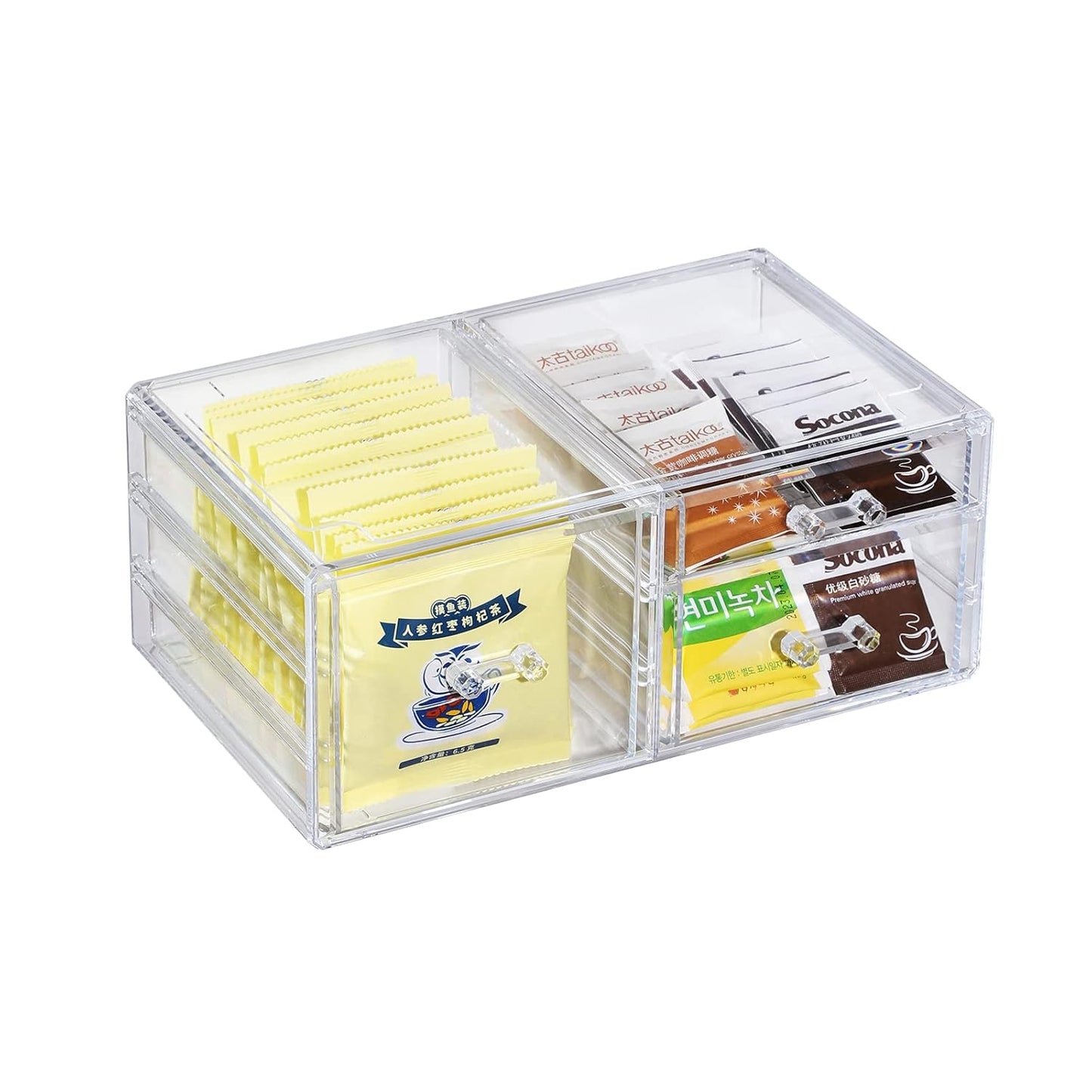 Cq acrylic Drawer Organizer with 3 Long Drawers,Stacking Office Supply Organizer and Desk Pen Storage and Stationary Organizer,Clear Makeup Storage Organizer for Palettes,Cosmetic, Beauty for Vanity