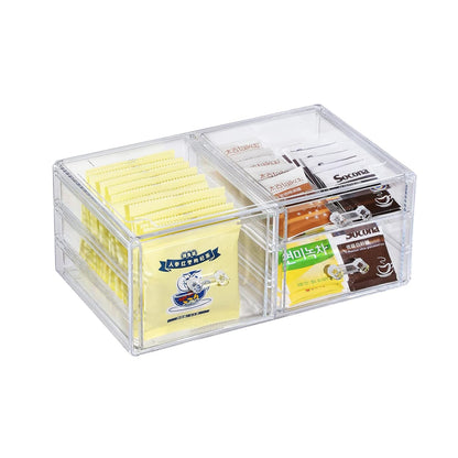 Cq acrylic Drawer Organizer with 3 Long Drawers,Stacking Office Supply Organizer and Desk Pen Storage and Stationary Organizer,Clear Makeup Storage Organizer for Palettes,Cosmetic, Beauty for Vanity