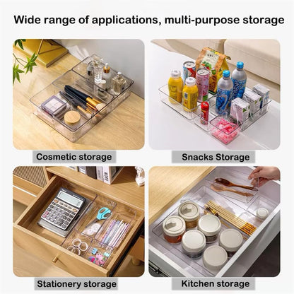 25 Pack Fridge Storage Containers, Plastic Office Organization Clear Food Storage Boxes Snack Organiser Refrigerator Storage Bins Set for Kitchen Bathroom Pantry Cabinet