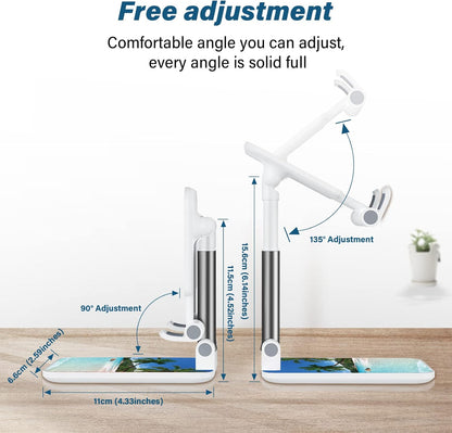 Desk Cell Phone Stand - Adjustable Angle-iPad Holder, Universal Compatible Phone Holder for Desk