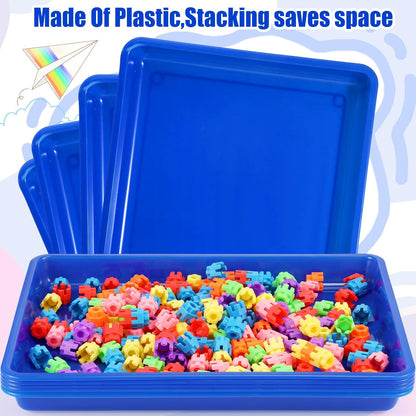 Hoteam 10 Pcs Flat Storage Organizer Tray Bin Paper Tray for Classroom Plastic Stackable File Organizer for School Office Teacher Book Organization(Clear,13.78 x 9.84 x 3.15 Inch)