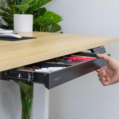 Mount-It! Under Desk Drawer Organizer with 2 Compartments, Shallow Low-Profile Slide-Out Desk Tray, 20.7″ x 8.9″ x 1.8″, Pull-Out Pencil Drawer for Traditional & Standing Desks - Black