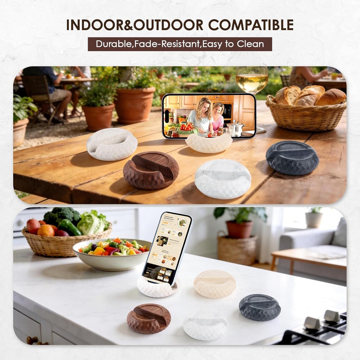 Artificial Stone Cell Phone Stand for Desk Handcraft Pebble Shape Minimalist Decor for Desk Kitchen Counter Office Easy of Use Sturdy and Stable(Beige Yellow)