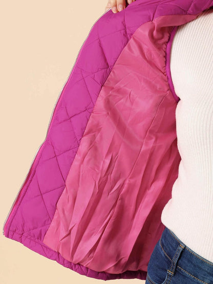 Allegra K Women's Puffer Vest Stand Collar Lightweight Gilet Quilted Zip Vest