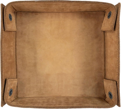 Hide & Drink, Leather Catchall Tray, Easy Access Organizer for Keys, Coins, Change, Jewelry, Watches, Smartphones, Durable, Vintage Style, Handmade :: Bourbon Brown