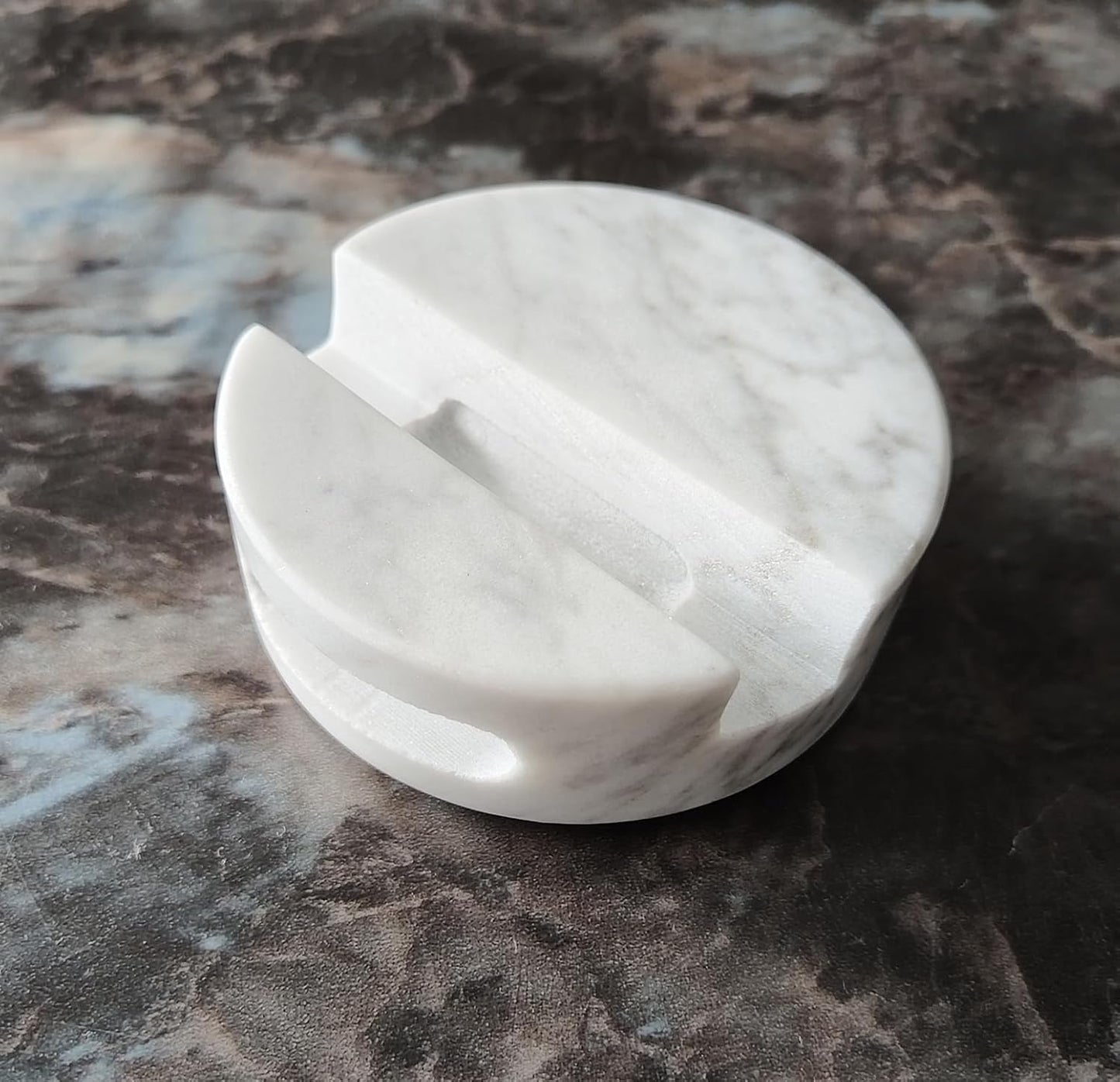 fashciaga Luxurious Marble Cell Phone Stand Holder for Cellphone Tablet On Desk, Countertop, Table, Nightstand. Heavy Real Stone Mobile Phone Stands (Solid)