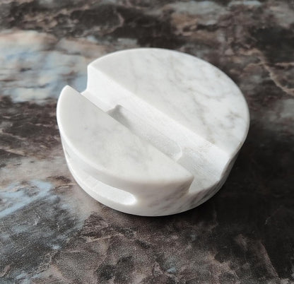 fashciaga Luxurious Marble Cell Phone Stand Holder for Cellphone Tablet On Desk, Countertop, Table, Nightstand. Heavy Real Stone Mobile Phone Stands (Solid)