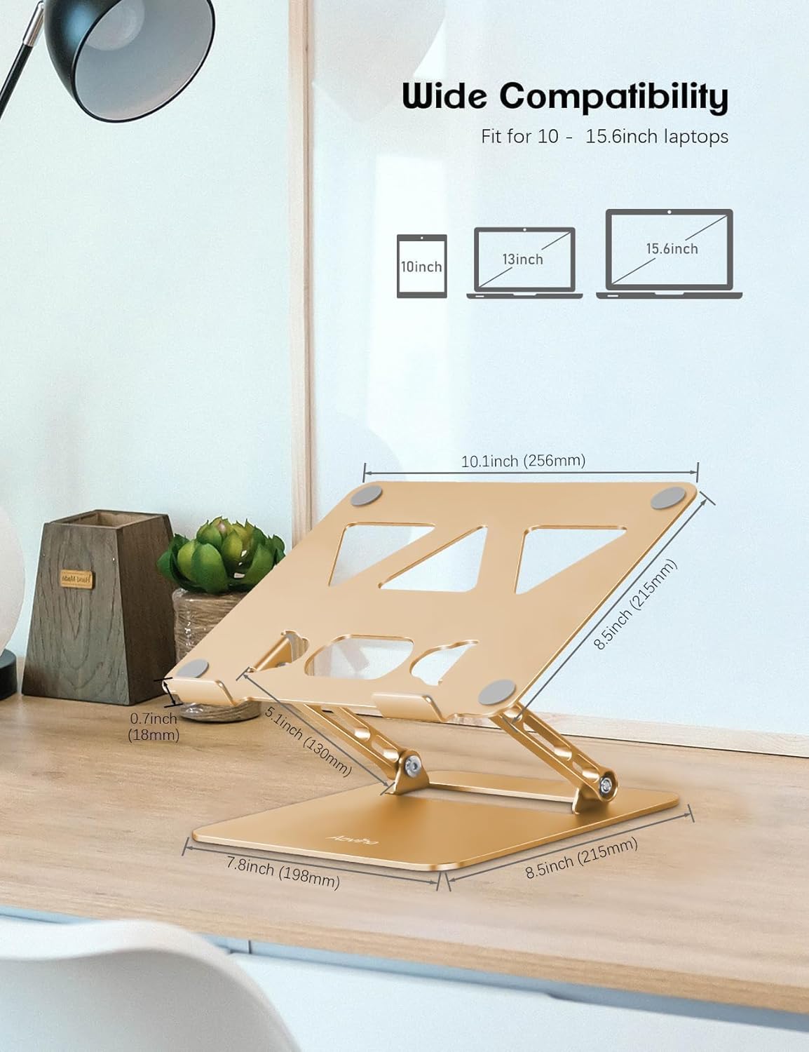 Aoviho Adjustable Laptop Stand for Desk,Portable Laptop Stand Holder and Riser,Foldable Aluminum Notebook Computer Stands for MacBook Air Pro HP Lenovo Dell Samsung Chromebook, 10-15.6 inch, Purple
