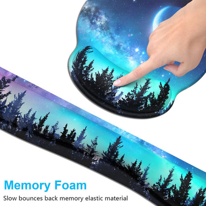 Dapesuom Keyboard Wrist Rest and Mouse Pad with Wrist Support, Cute Memory Foam Cushion for Keyboard and Mouse Set, Ergonomic Desktop Pad Rests with Non Slip Base for Easy Typing & Pain Relief, Pink
