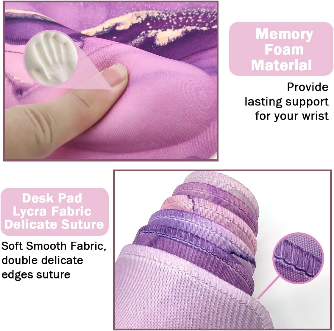 Memory Foam Ergonomic Keyboard Wrist Rest Pad and Mouse Wrist Rest Support Mouse Pad Set for Office Gaming Easy Typing-Pink Fluid