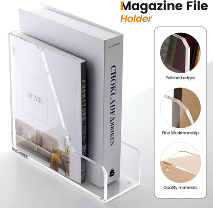 Magazine Holder, Clear Acrylic Magazine Rack, File Organizer for Office Desk, Book Organizer,-One-Piece-3 Vertical spaces,1 pack (B5)……
