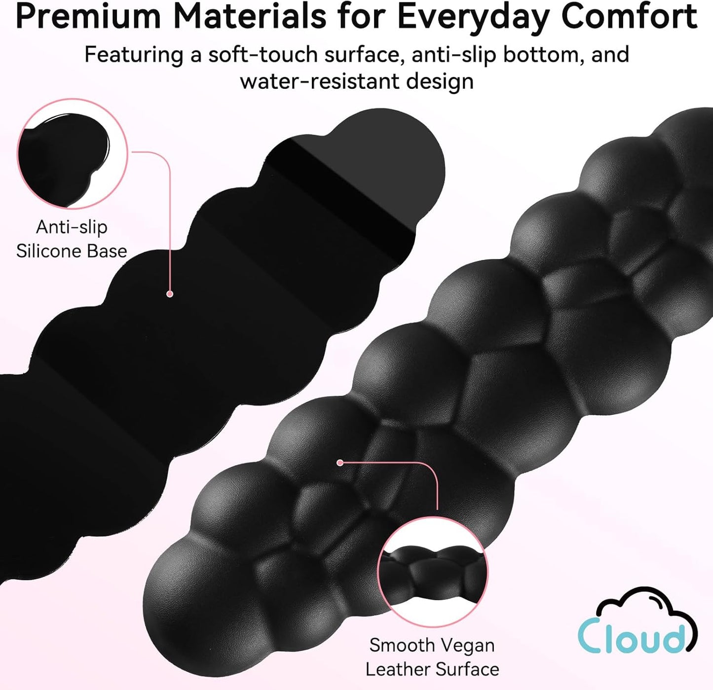 Sushret Cloud Wrist Rest for Computer Keyboard, 4-in-1 Memory Foam Leather Cloud Keyboard Wrist Rest and Mouse Pad Set with Ergonomic Support for Arm and Palm Cushion, Gaming/Work Setup, Rainbow