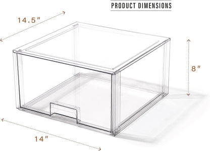 BINO | Stackable Storage Drawers, Shallow X-Large - Clear | THE CRATE COLLECTION | Storage Bins With Drawers Bathroom Organizers and Storage Organization and Storage Under Sink Organizer Vanity Home