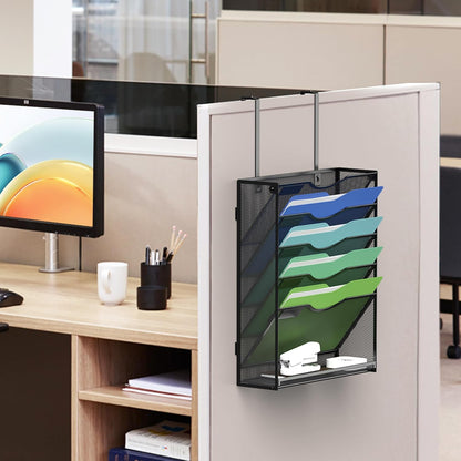Kuntine.B Wall File Organizer Office Hanging Magazine Holder Wall File Organizer for Office Home (Black, 5 Tier)