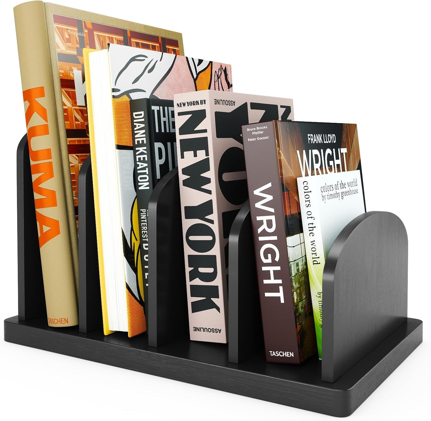 Cook Book Organizer, 4 Sections, Recipe Book Holder Rack, Tabletop Stand for Convenient Cookbook Storage, Vertical Cook Book Stand Kitchen, Binder Holder for Desk & Countertop (Bamboo)