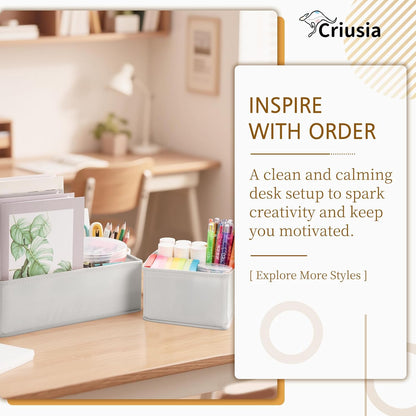 Criusia 15 Pack Drawer Organizer for Clothes, Foldable Dresser Dividers with 3 Sizes, Fabric Storage Bins – Beige