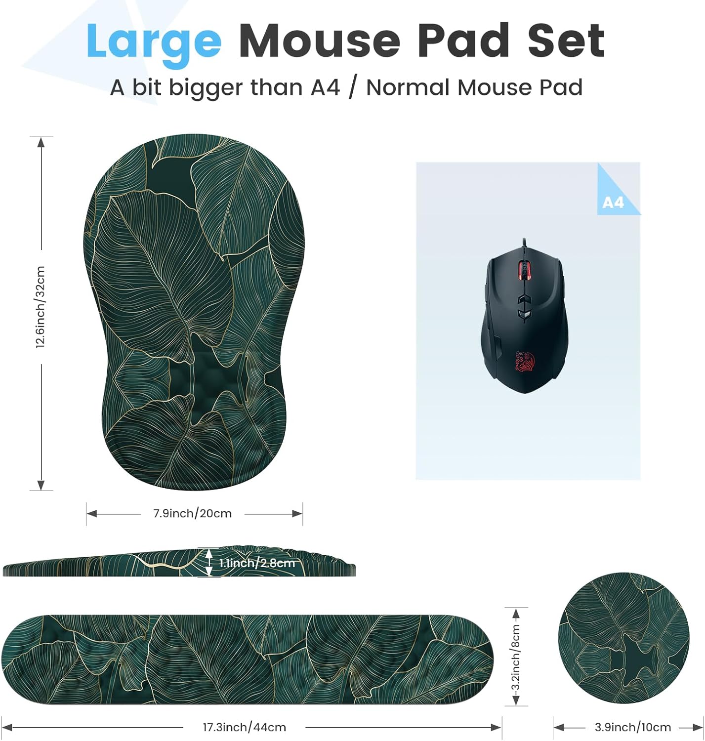 HAOCOO Keyboard Wrist Rest, Ergonomic Mouse Pad with Wrist Rest, 3 in 1 Keyboard and Mouse pad with Coaster Set, Memory Foam Wrist Support, Non-Slip PU Base for Home Office, Rose Gold Pink
