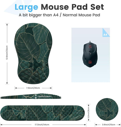 HAOCOO Keyboard Wrist Rest, Ergonomic Mouse Pad with Wrist Rest, 3 in 1 Keyboard and Mouse pad with Coaster Set, Memory Foam Wrist Support, Non-Slip PU Base for Home Office, Rose Gold Pink