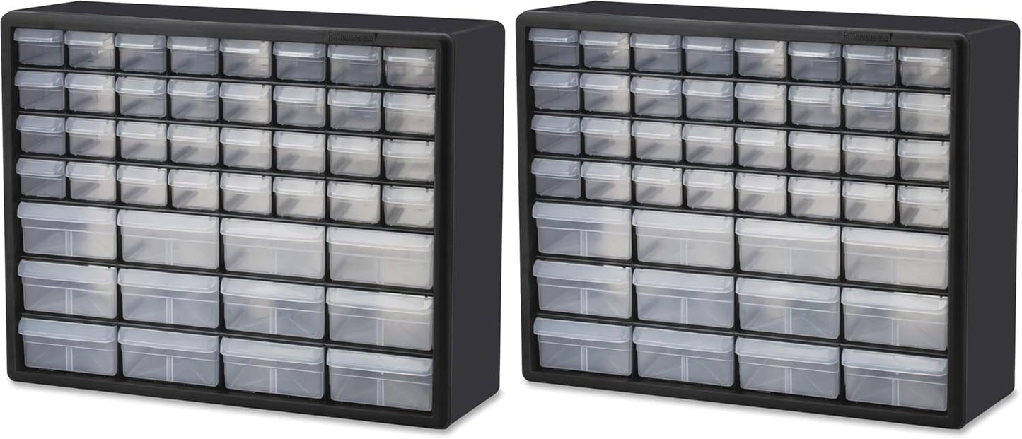 Akro-Mils 24-Drawer Plastic Drawer Storage Cabinet for Garage Organization, Bead Organizer, Building Bricks Storage, Teacher Toolbox, Makeup Organizer, 20" W x 6" D x 16" H, 10124 Black