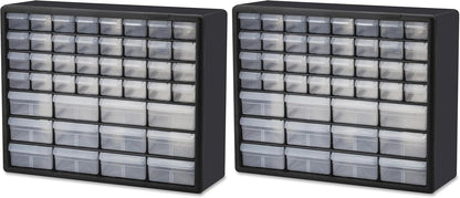 Akro-Mils 24-Drawer Plastic Drawer Storage Cabinet for Garage Organization, Bead Organizer, Building Bricks Storage, Teacher Toolbox, Makeup Organizer, 20" W x 6" D x 16" H, 10124 Black