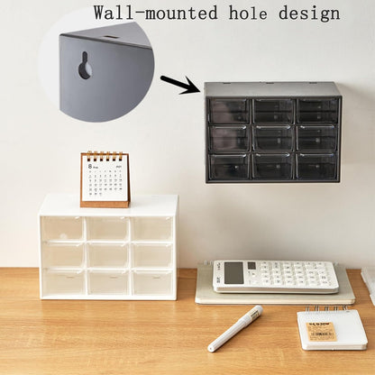 Feadily 4PCS Small Drawer Organizer for Desk, Desktop Drawer Organizer with 9 Clear Drawers, Plastic Desktop Storage Drawers 7.1 Inch x 3 .9 Inch x 4.7 Inch, White