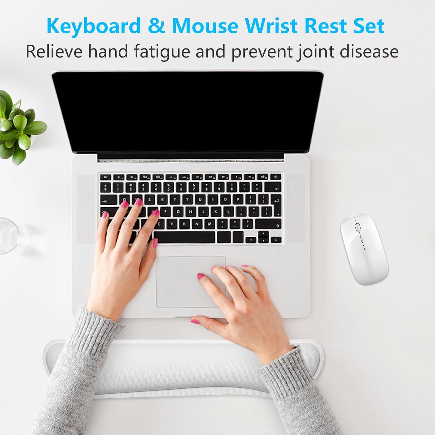 Dapesuom Enlarge Keyboard Wrist Rest, Cute Memory Foam Keyboard Wrist Cushion for Computer Desk Mats Support, Typing Pain Relief Ergonomic Mouse Pad Rests with Non-Slip Base for Gaming, Laptop, Purple