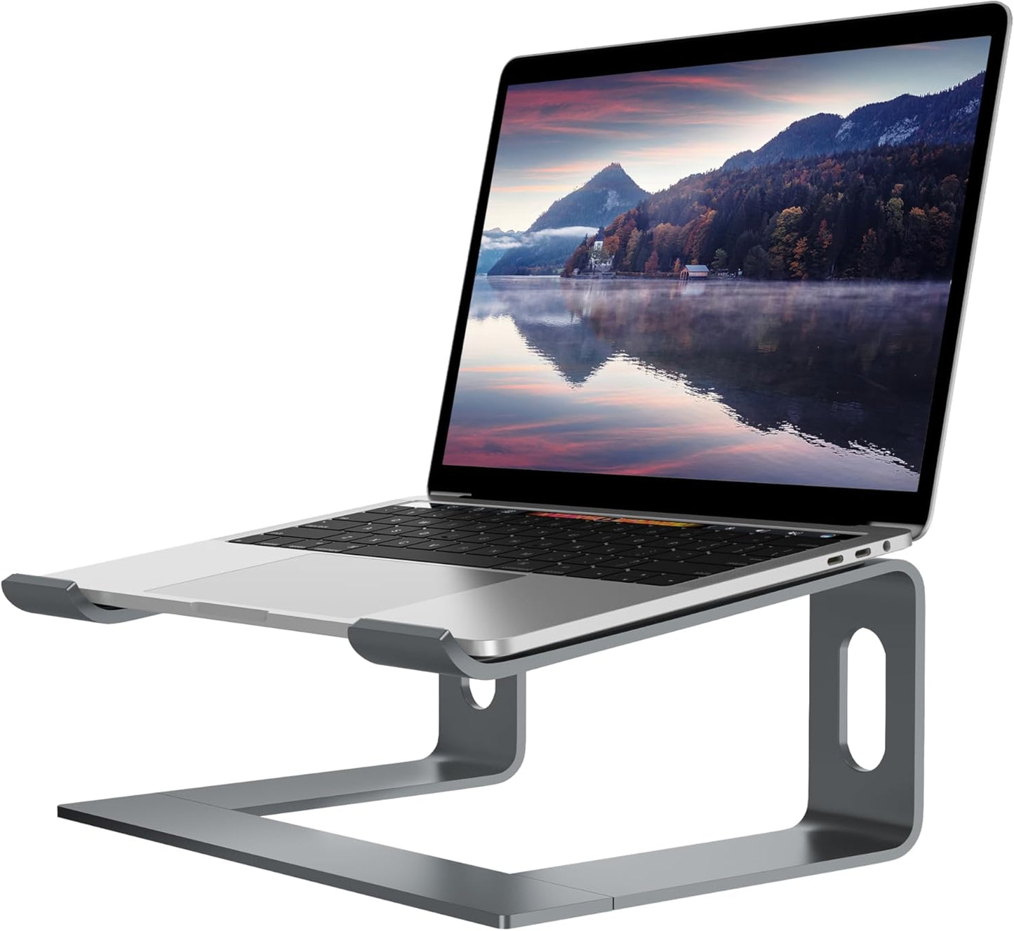 ALASHI Laptop Stand for Desk, Aluminum Computer Riser, Ergonomic Notebook Holder, Detachable Metal Laptops Elevator, PC Cooling Mount Support 10 to 15.6 Inches Notebook, Black