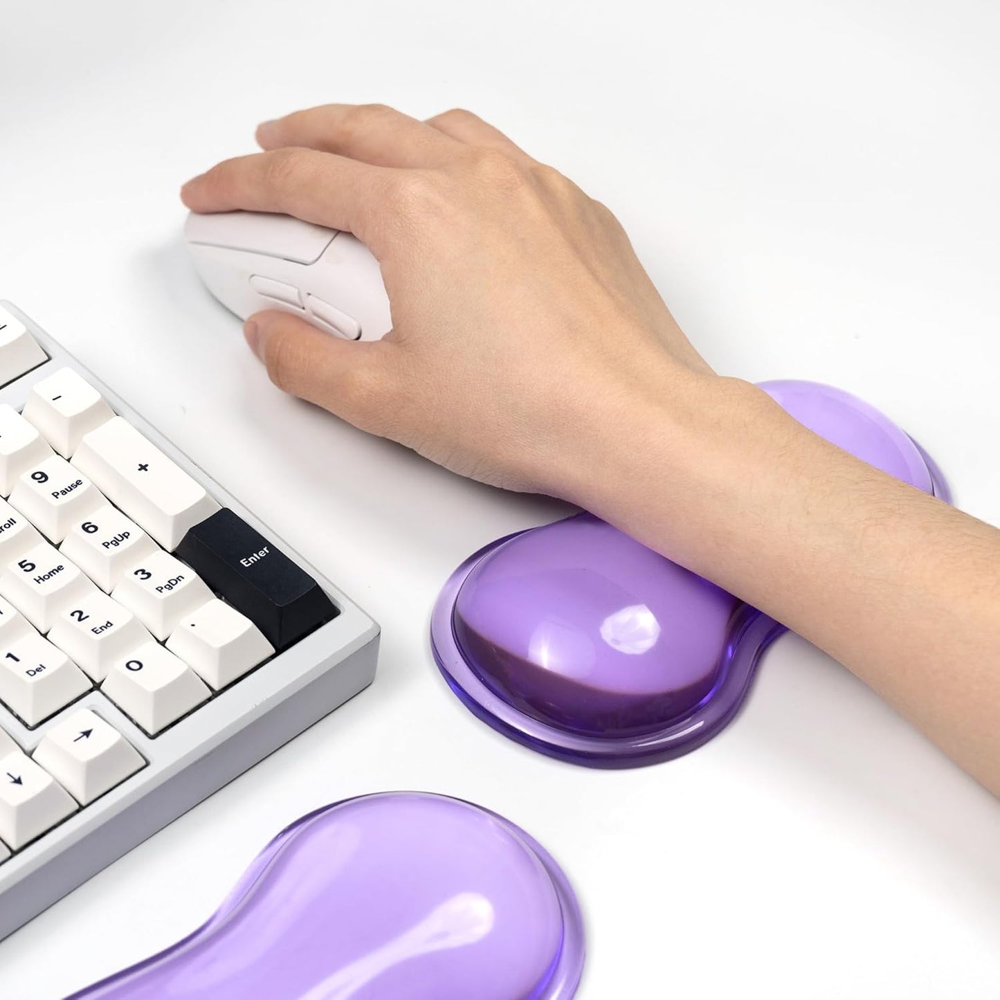 Clear Gel Wrist Rest for Keyboard and Mouse, Green Silicone Mouse Wrist Rest Set, Cute Ergonomic Wrist Rest for Keyboard 60%/75%(Green)