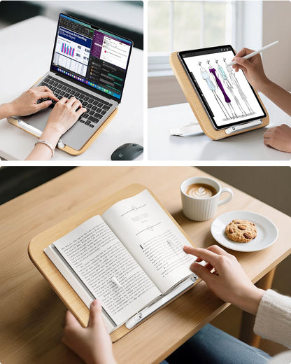 SupeDesk Adjustable Book Stand for Reading, Book Holder with 13 Height Levels, Hands-Free Desktop Book Stand with Page Clips, Foldable Book Stand for Textbooks, Cookbooks, Tablets & Study