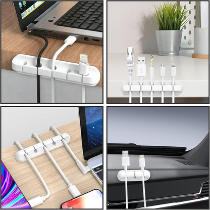 Cable Management Kit, Complete Set of 3, 5 & 7 Slots Silicone Cable Clips with 3M Adhesive - 3 Pack Cord Organizer for Desk, Home Office, Car Wire Holder