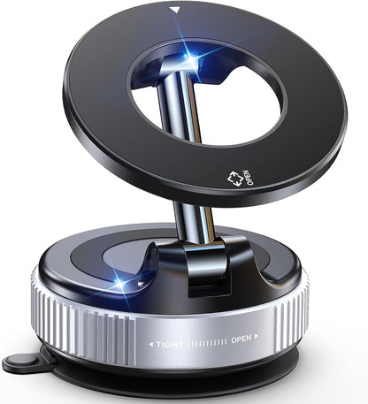Jononser Magnetic Suction Cup Phone Mount for Magsafe, 360° Adjustable Magnetic Car Phone Holder, Pocket Size Foldable Car Mount, Cell Phone Holders for Your Car for iPhone 17 16 15 14 13 12 Series