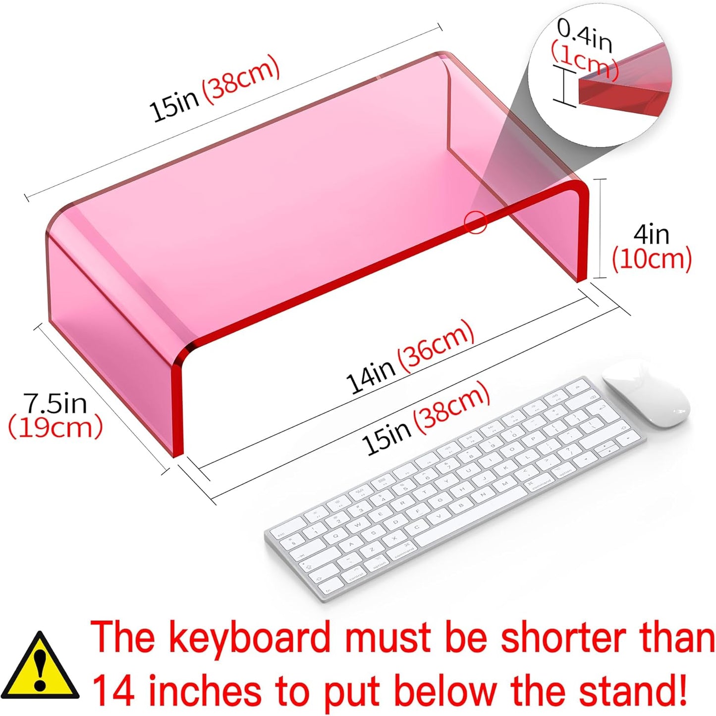 Acrylic Monitor Stand Riser Acrylic Laptop Stand for Desk Clear Computer Monitor Stand for Desk Accessories White Aesthetic Decorations for Office Home iMac Organizer