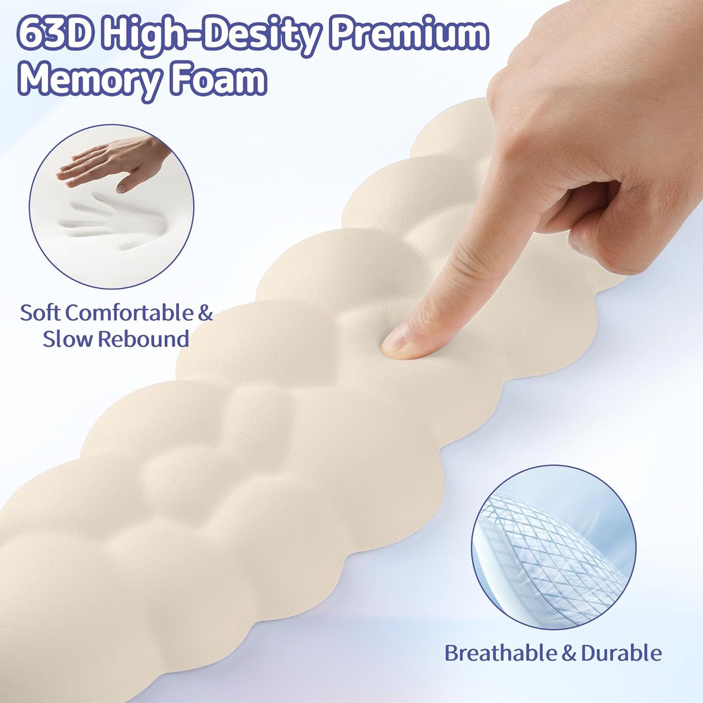 Sushret Cloud Wrist Rest Keyboard, Cloud Keyboard Wrist Pad Set with PU Leather Memory Foam, Cute Arm Rest for Palm Support, PC/Gaming Desk Accessories/Office Setup/Computer Hand Cushion - White