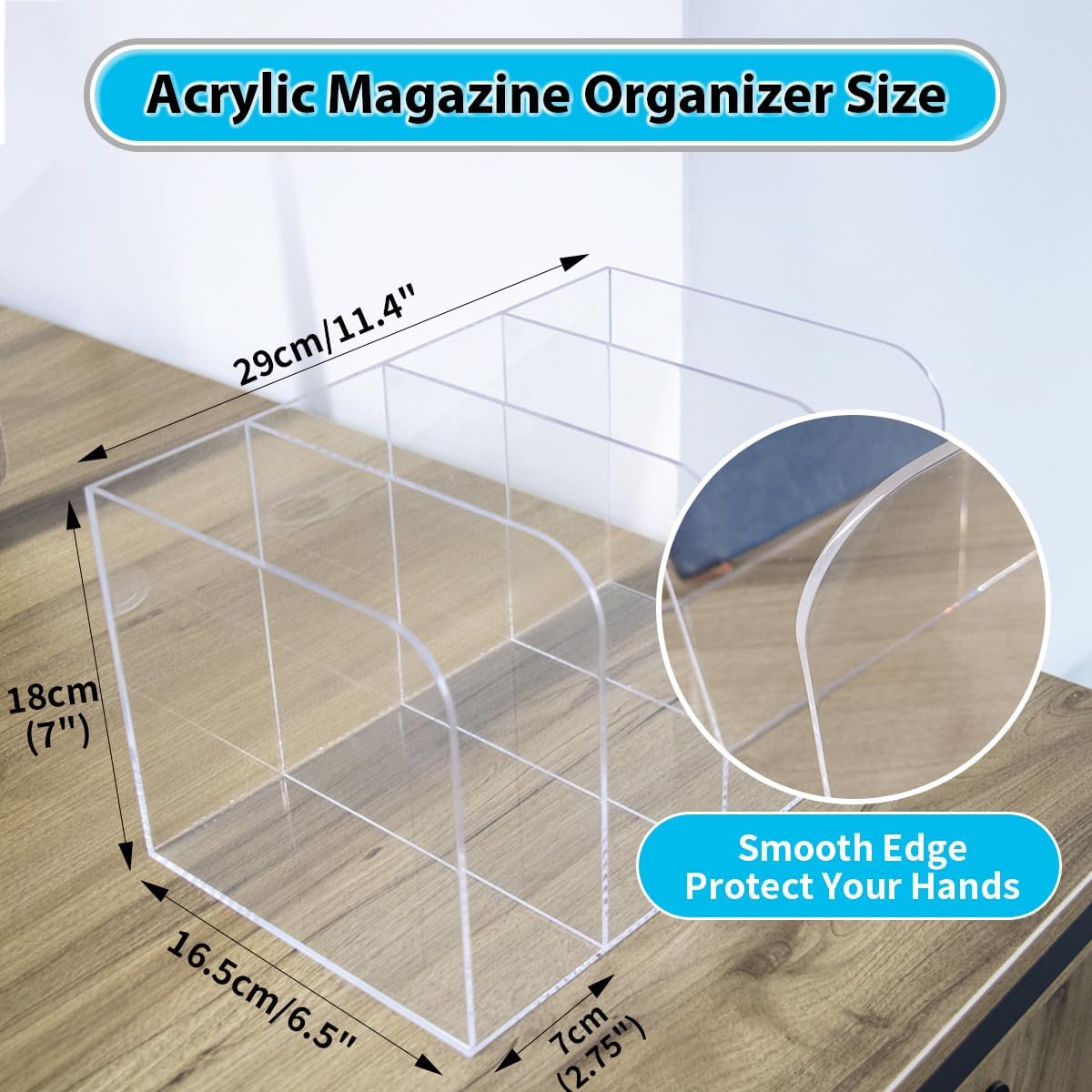 Jumyee Clear Acrylic File Folder Organizer with Handle – Portable Hanging File Box for Letter/A4, See-Through Desktop File Storage for Home Office School (No Folders Included)
