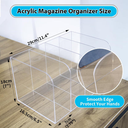 Jumyee Clear Acrylic File Folder Organizer with Handle – Portable Hanging File Box for Letter/A4, See-Through Desktop File Storage for Home Office School (No Folders Included)
