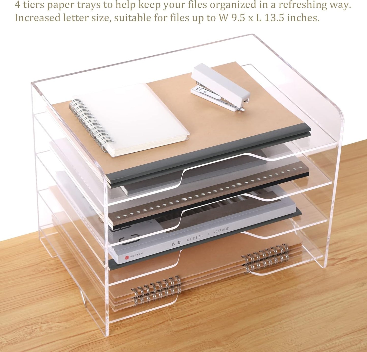 HeZone Paper Organizer Letter Tray, Clear Acrylic Paper Tray, School Teacher Office Supplies Organization, Stackable Desk File Organizer, Classroom Decor and Accessories-2 Pack…