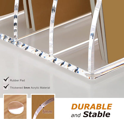SANRUI Acrylic File Organizer, Clear Magazine File Holder Desk Organizer for Office Organization and Storage with 5 Vertical Compartments, Desktop Bookshelf for Home Office Organization