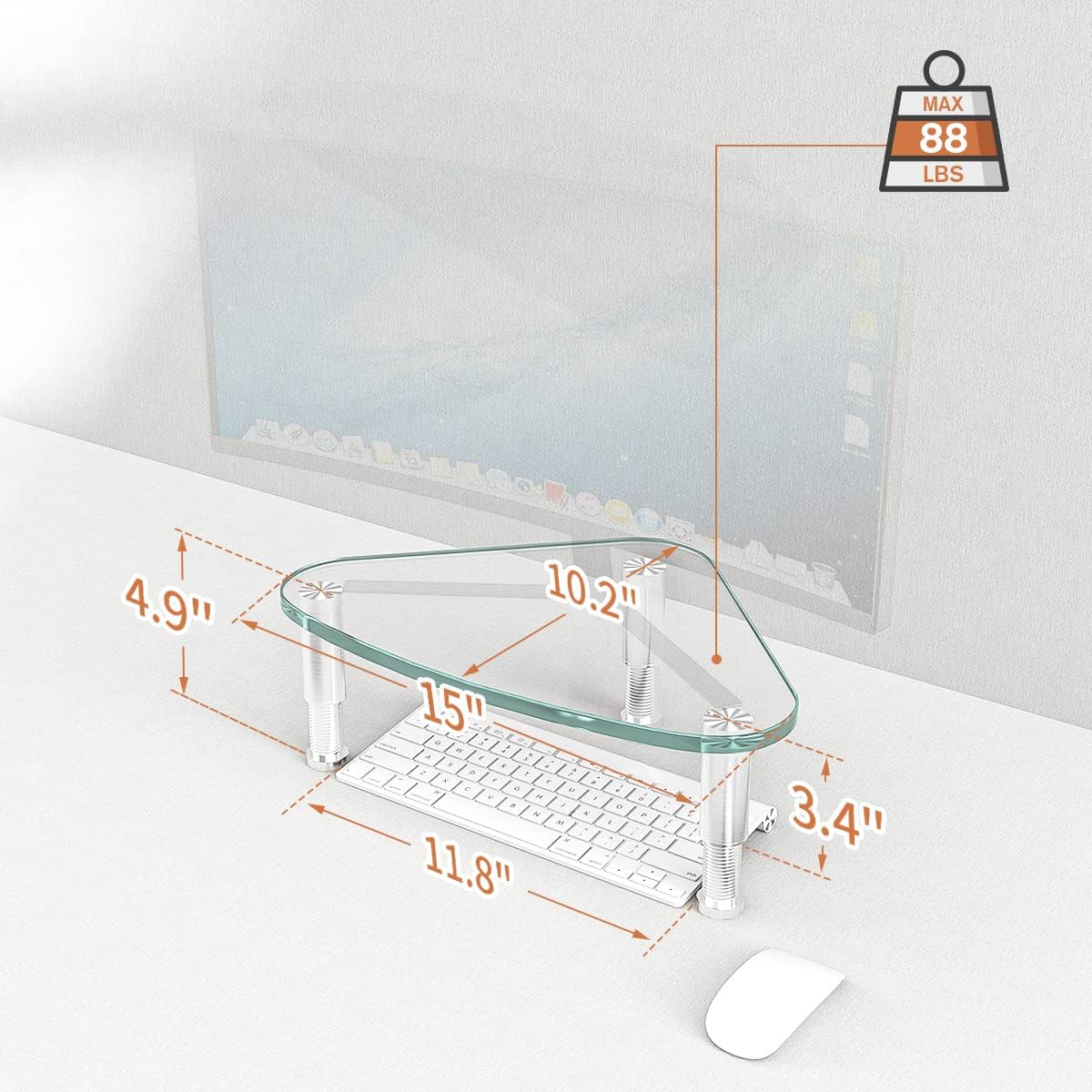 Hemudu 2 Pack Computer Monitor Riser | Triangle Desktop Universal Corner Stand for Computer Monitor & Laptop HD01T-203