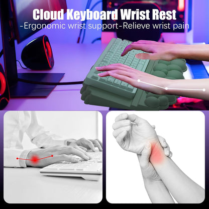 Ergonomic Wrist Rest for Keyboard and Mouse, Soft Memory Foam Cloud Keyboard Stand Pad with Wrist Rest Set, Easy Typing, Pain Relief, Comfort for Office, Work, Gaming - White