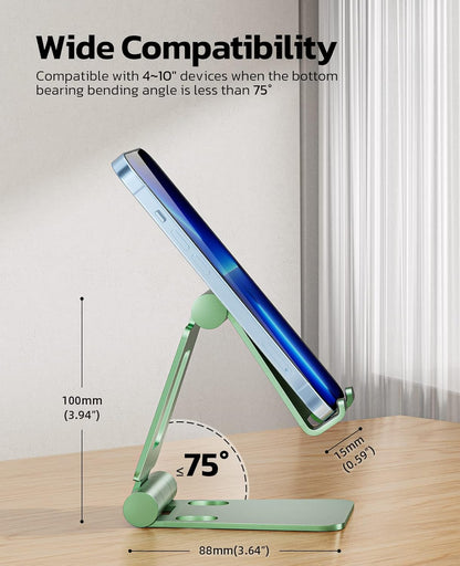Nulaxy Dual Folding Cell Phone Stand, Fully Adjustable Foldable Desktop Phone Holder Cradle Dock Compatible with iPhone 17 16 15 14 13 12 11 Pro Max Xs Xr X 8, Nintendo Switch, All Phones