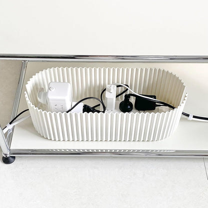 White Cable Management Box, Plastic Cable Box Organizer with Lid for Wire, Power Strip, Surge Protector, Extension Cords Hider Cover Under Home Office Desk and Floor (Large)