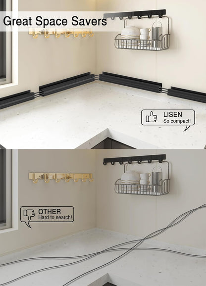 Under Desk Cable Management - Adhesive Cable Organizer for Home & Office, No-Drill Cord Management System, J Channel Cable Raceway for Desk, 6 Pack, White