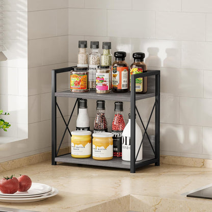 Giikin Countertop Shelf Organizer, 2 Tier Kitchen Spice Rack Organizer for Countertop, Wood Coffee Counter Shelf Organizer for Home (Bamboo, S)