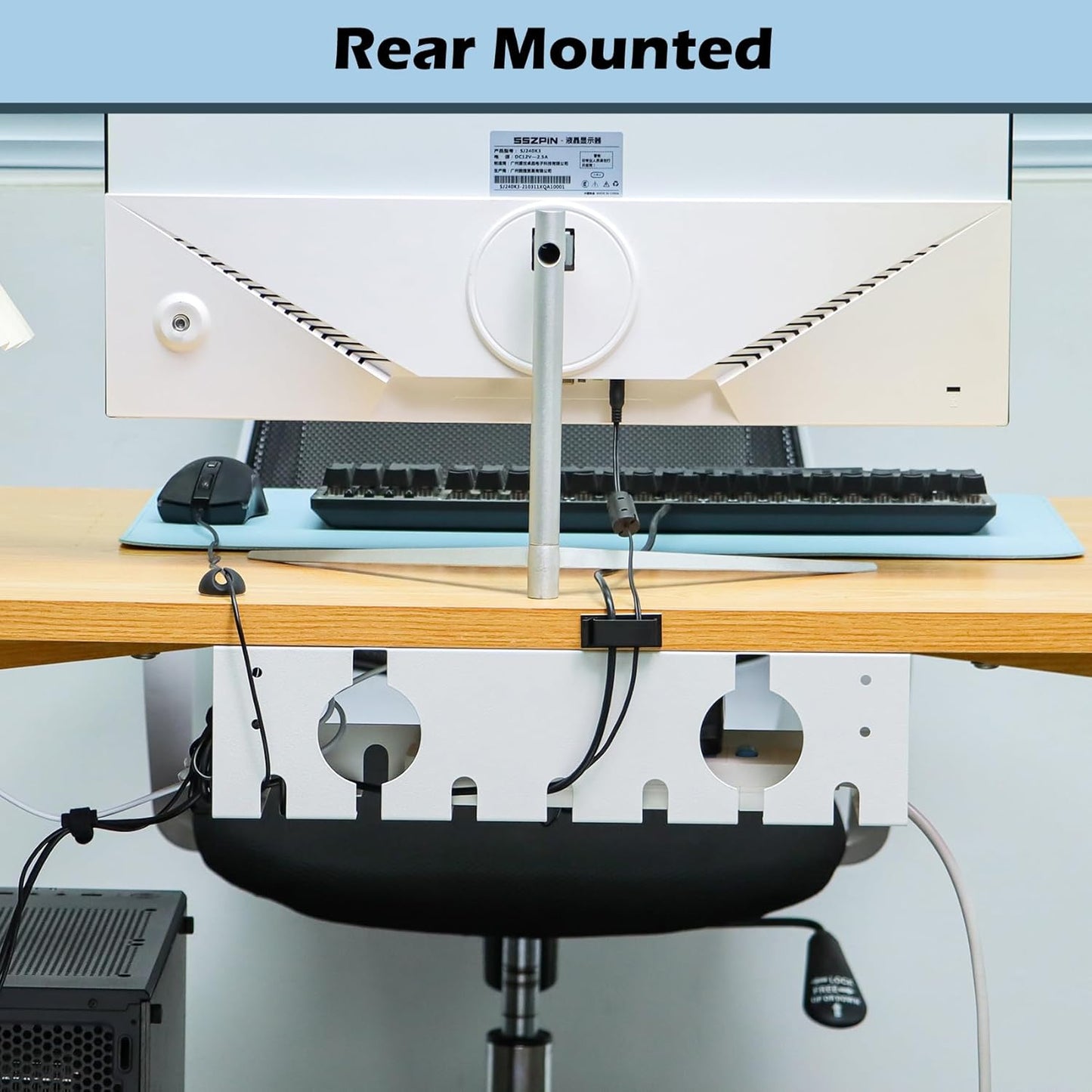 Under Desk Cable Management Tray 2 Pack White, Cable Management Under Table, Cord Organizer Tray for Wire Management, Home & Office Standing Desk Cord Organizer