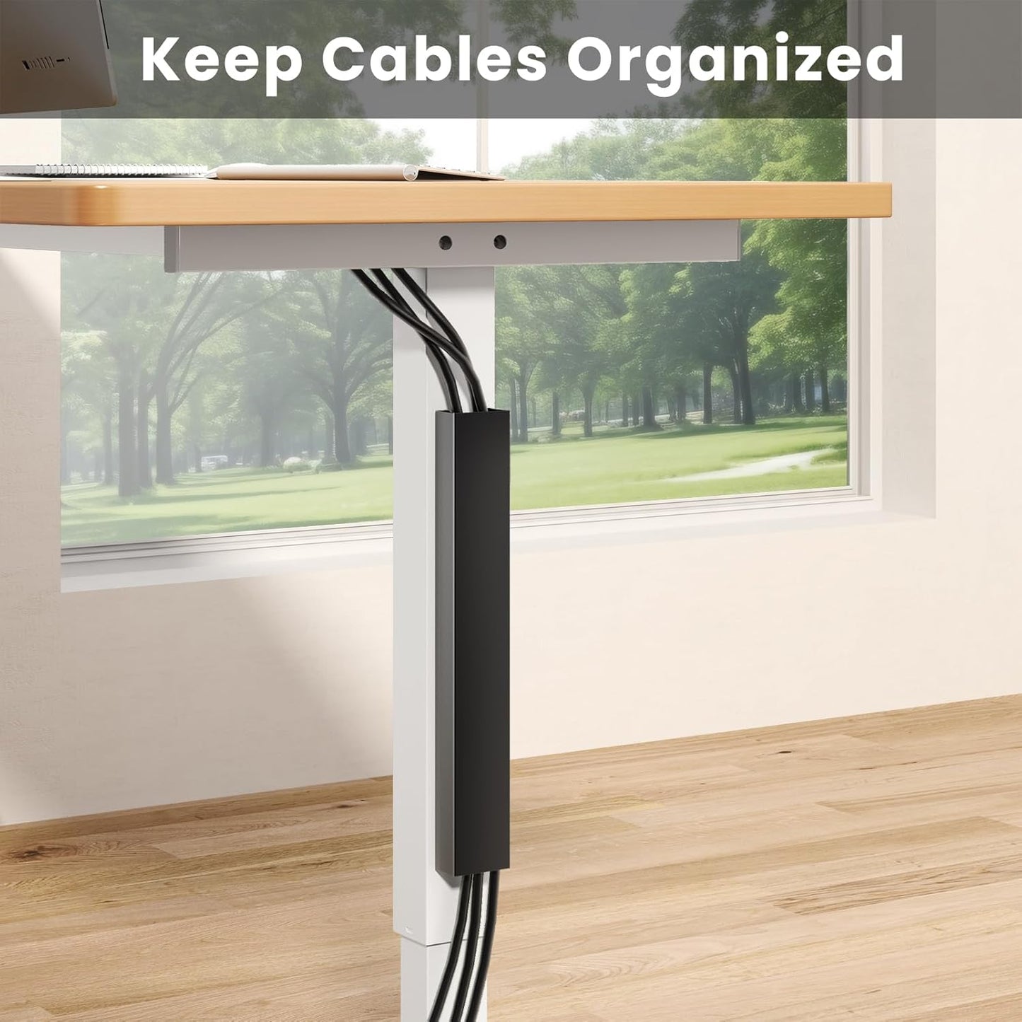 Steel Magnetic Cable Management Channel - Putilsen Mount 14 inch Cord Organizer Under Desk, Vertical Wire Hider Cover for Office and Home, Black