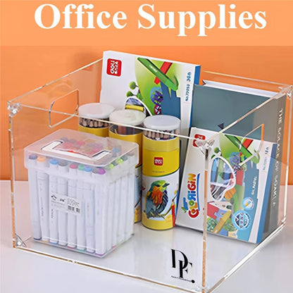 Clear Acrylic File Organizer, with Handles – Easy Assembly Required, Acrylic File Holder for Office, Letter/A4 Documents, Magazines & Binders – Fits Standard 8.5"x11" Paper Perfectly