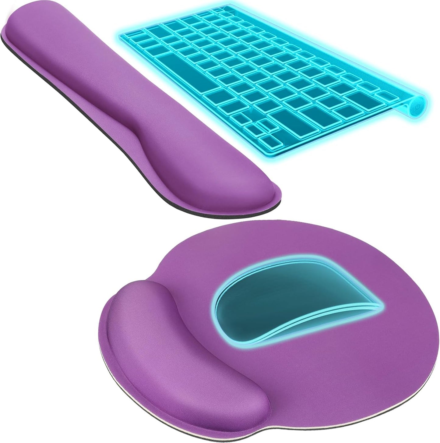 KTRIO Ergonomic Keyboard Wrist Rest and Mouse Pad with Wrist Rest Set, Memory Foam Wrist Support for Typing, Gaming, Office and Home Use, Black