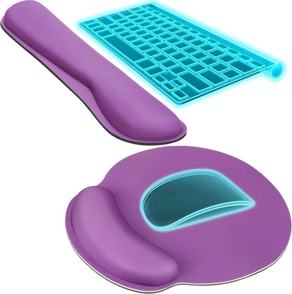 KTRIO Ergonomic Keyboard Wrist Rest and Mouse Pad with Wrist Rest Set, Memory Foam Wrist Support for Typing, Gaming, Office and Home Use, Black