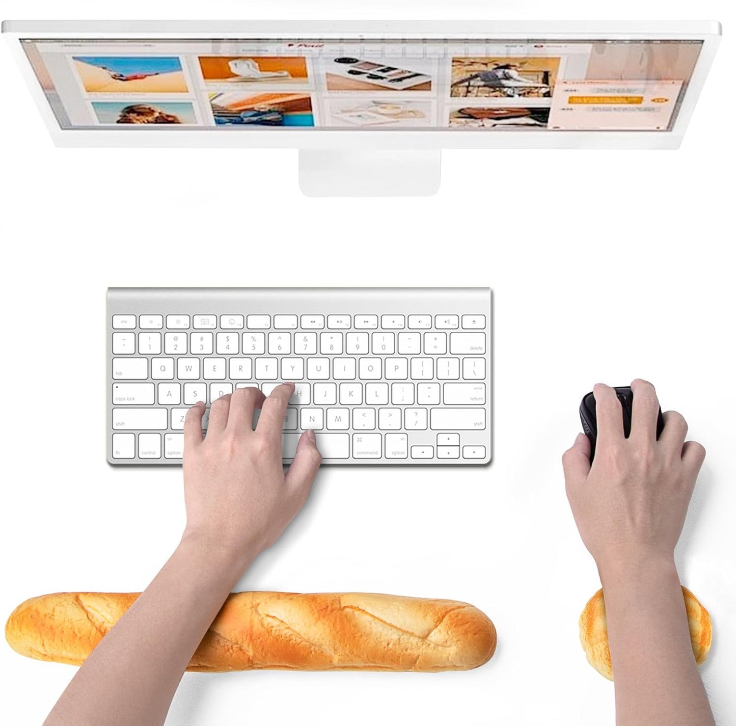 Soft Toast Bread Baguette Shape Anti-Skid Keyboard Wrist Rest Support & Mouse Wrist Support for Office,Computer,Laptop& Mac