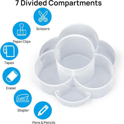 Topwey Pen Holder for Desk, 360 Rotating Pencil Holder, Cup Holder for Desk Office, Desk Organizers and Accessories in Black